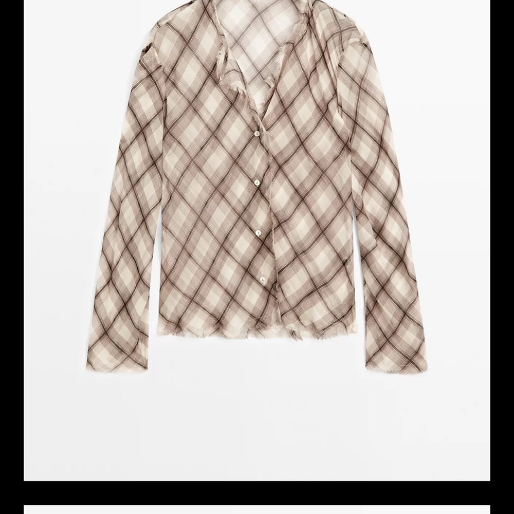 Check shirt with frayed trim